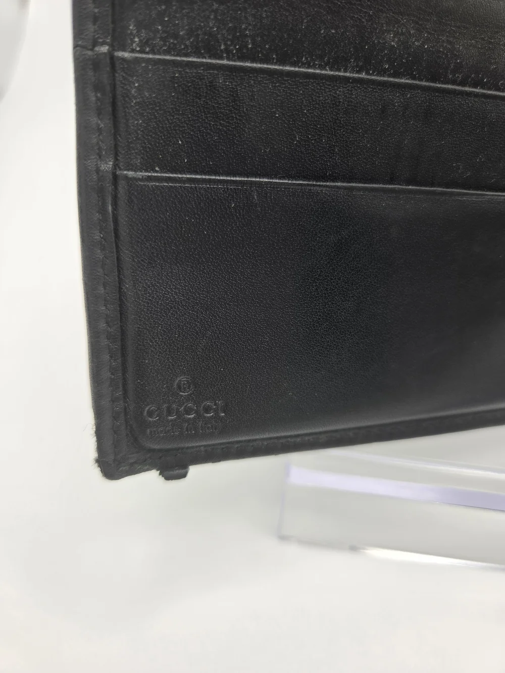 Authentic Gucci Black GG Monogram Canvas Bi-fold Wallet W Box